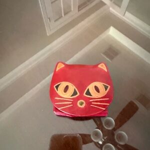 🌼Vintage Red leather Cat Face Coin Purse🌼